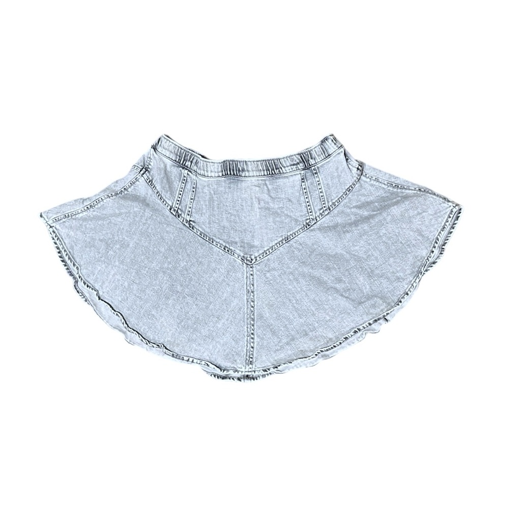 Aerie Light Blue Flared Denim Skirt with Elastic Waist Band Women’s size L